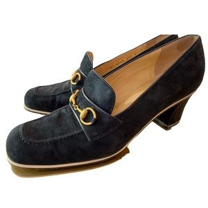 Oh Gucci Suede Horsebit Navy Size Women 9.5US